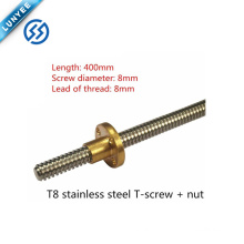 T8 lead screw 4mm lead 200mm length with brass copper nut